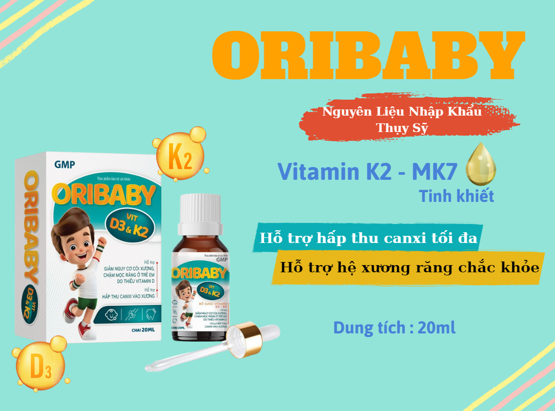 Bổ sung Oribaby Vit D3K2 giúp trẻ cao lớn, chắc khỏe xương
